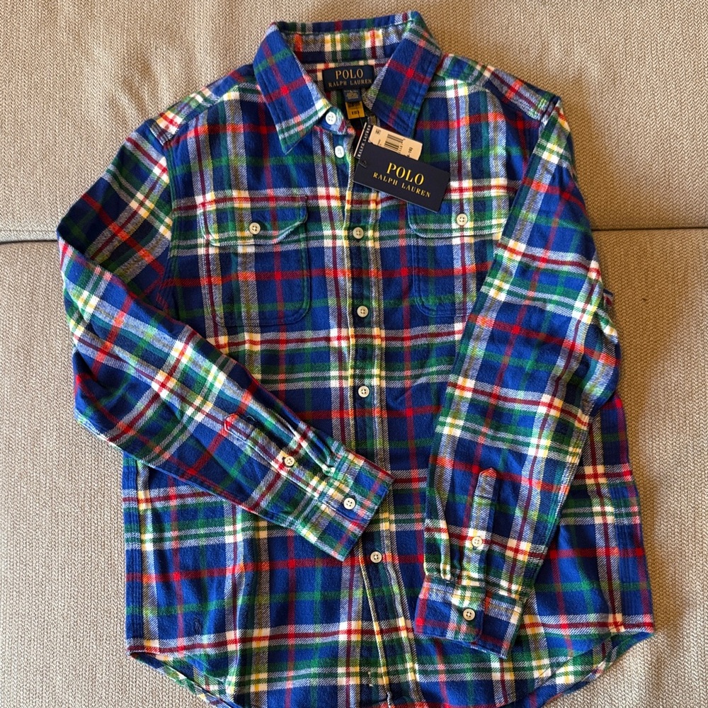 Polo by Ralph Lauren Blue, Green & Red Plaid Button-Down Shirt